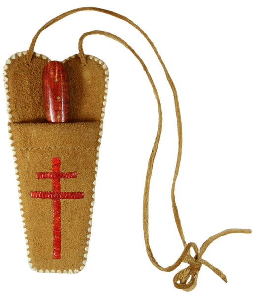 Quilled Knife Sheath w/River Traders Curly Maple Handle Knife