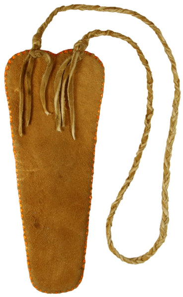 Quilled Neck Knife Sheath w/Brain Tan Leather