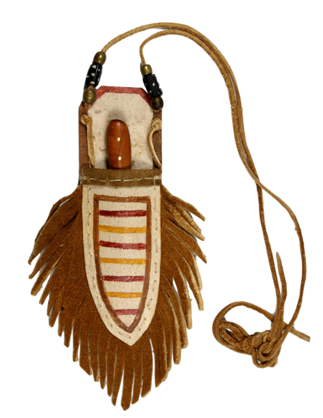Painted Elk Rawhide Neck Knife Sheath W/Patch Knife