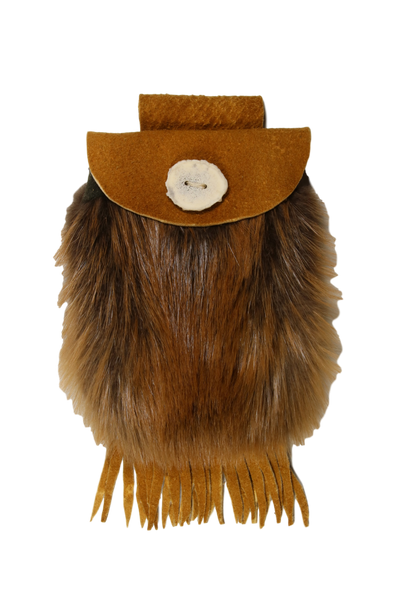 Small Belt Bag - Reddish Silver Beaver Fur - Brain Tan Leather