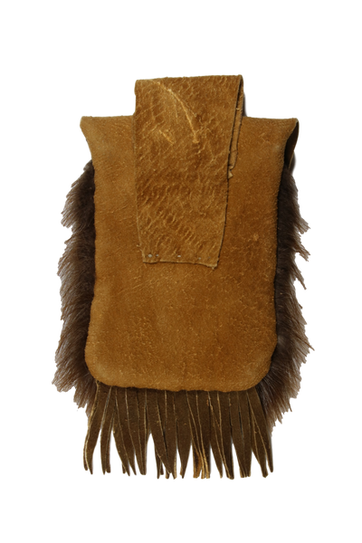 Small Belt Bag - Dk. Red Beaver fur - Brain Tan Leather