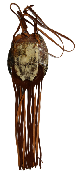 XL Maps Turtle Bag W/Buckskin Fringe