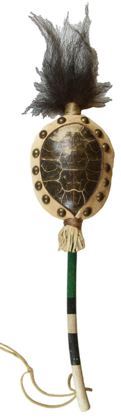 Turtle Rattle W/Rawhide Edges & Bison Hair