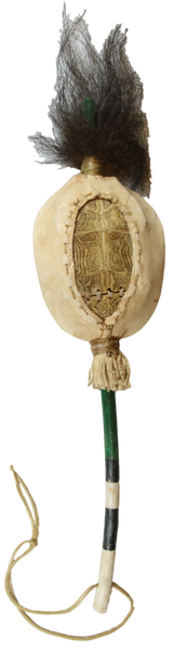 Turtle Rattle W/Rawhide Edges & Bison Hair