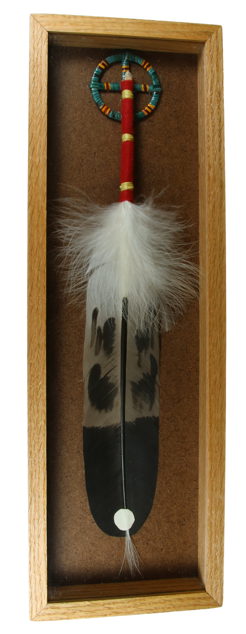 Imitation Hand Painted Eagle Feather W/Quilled Wheel