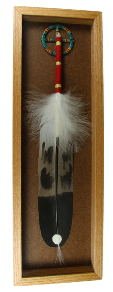 Imitation Hand Painted Eagle Feather W/Quilled Wheel