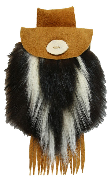 Small Belt Bag - Skunk Fur - Brain Tan Leather