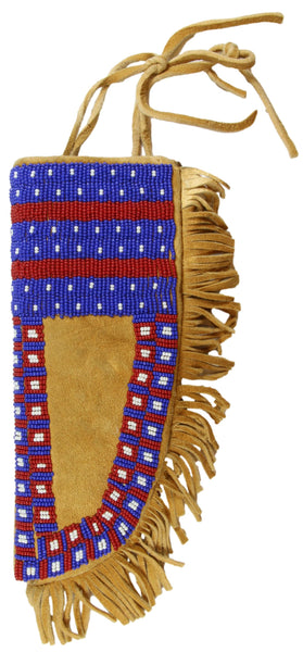 Beaded Knife Sheath w/Brain Tan Leather