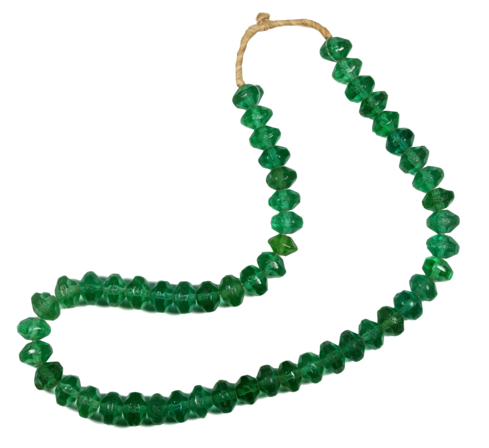 Strand of Vaseline Trade Beads Green Bohemian African 24 Inch