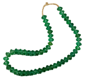 Strand of Vaseline Trade Beads Green Bohemian African 24 Inch