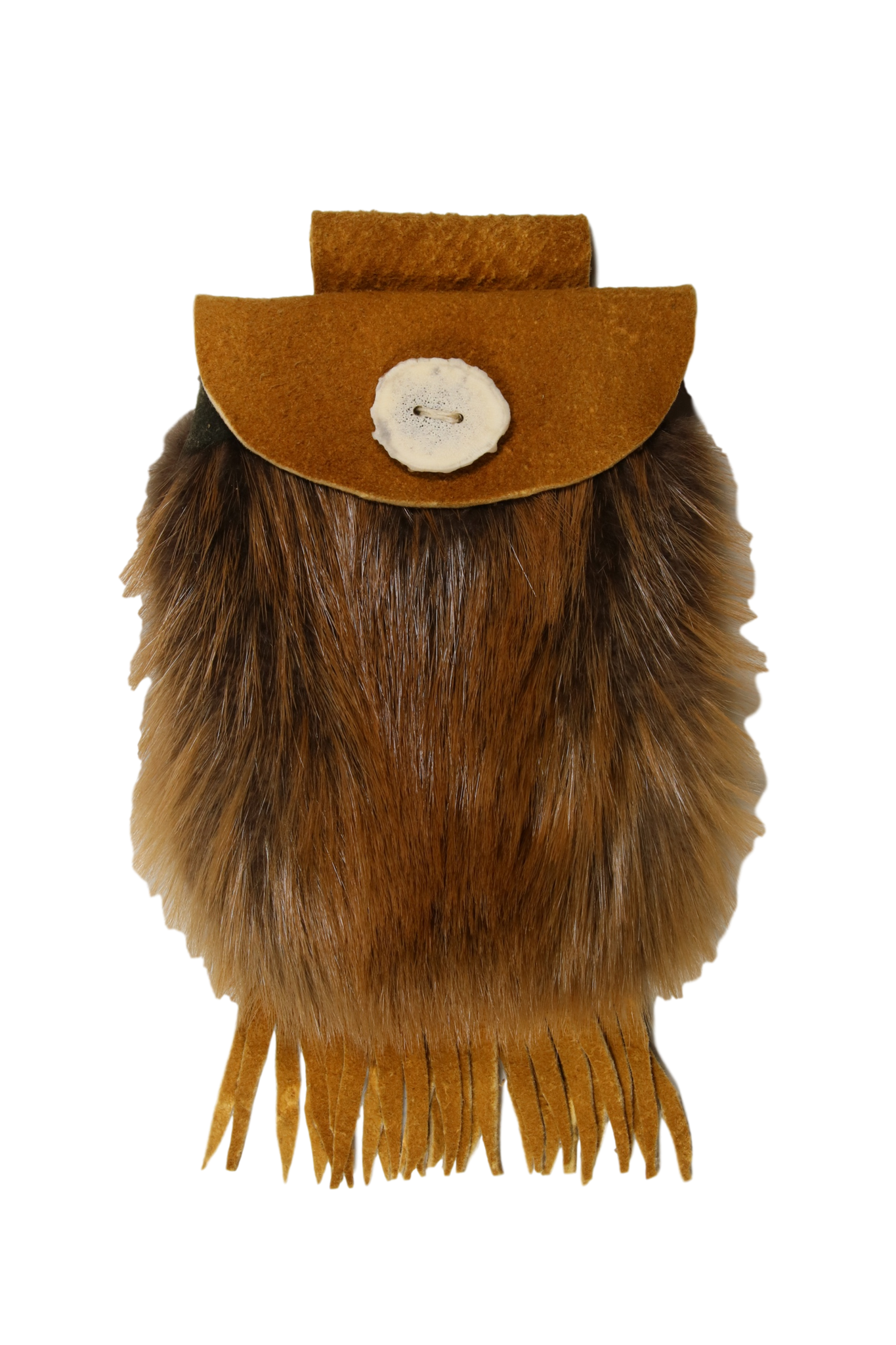 Small Belt Bag - Reddish Silver Beaver Fur - Brain Tan Leather