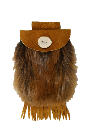 Small Belt Bag - Reddish Silver Beaver Fur - Brain Tan Leather