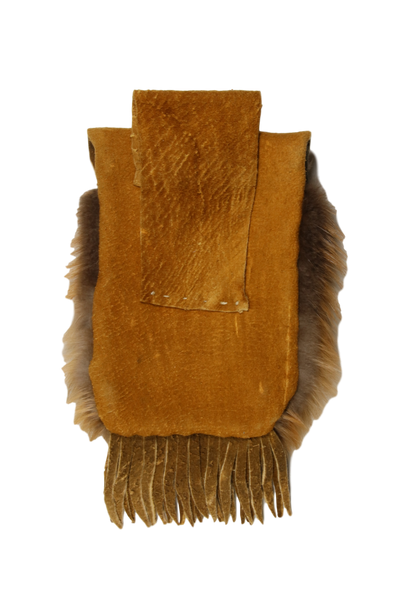 Small Belt Bag - Reddish Silver Beaver Fur - Brain Tan Leather