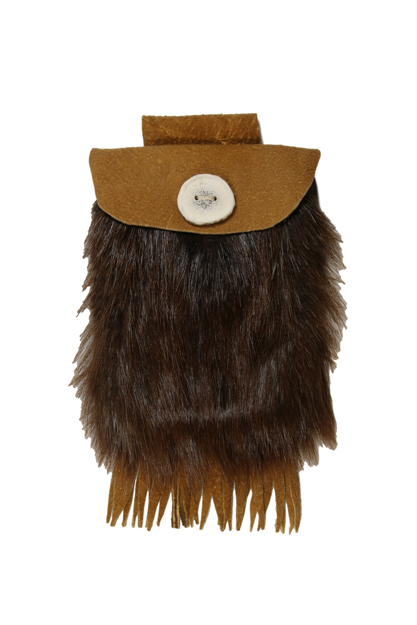 Small Belt Bag - Dk. Red Beaver fur - Brain Tan Leather