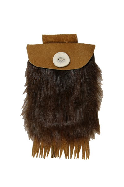 Small Belt Bag - Dk. Red Beaver fur - Brain Tan Leather