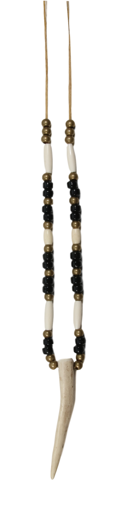 Necklace Deer Antler with Bone and Black Glass Beads