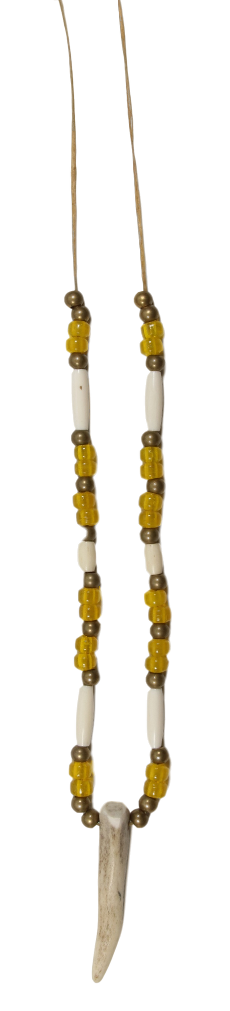 Necklace Deer Antler with Bone and Yellow Glass Beads