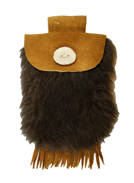 Small Belt Bag - Dark Bison Fur - Brain Tan Leather