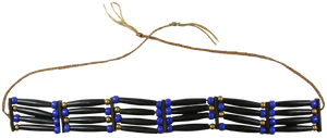 Choker 4 - Row Assembled - Horn W/Blue Crow Beads