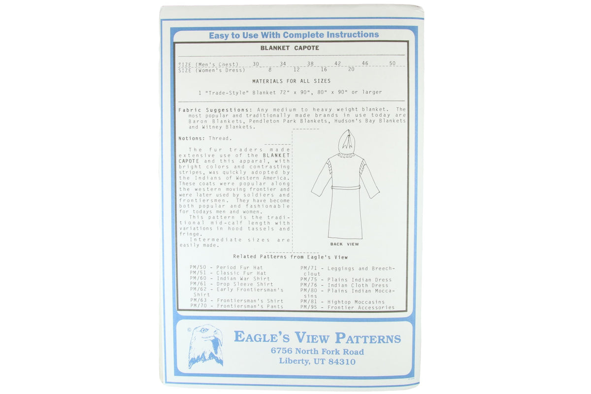 Pattern - Blanket Capote Pattern – White Elk Traders